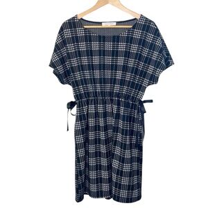 Black & White Plaid Check Short Sleeve Dress With Ties Grunge Punk Size Large